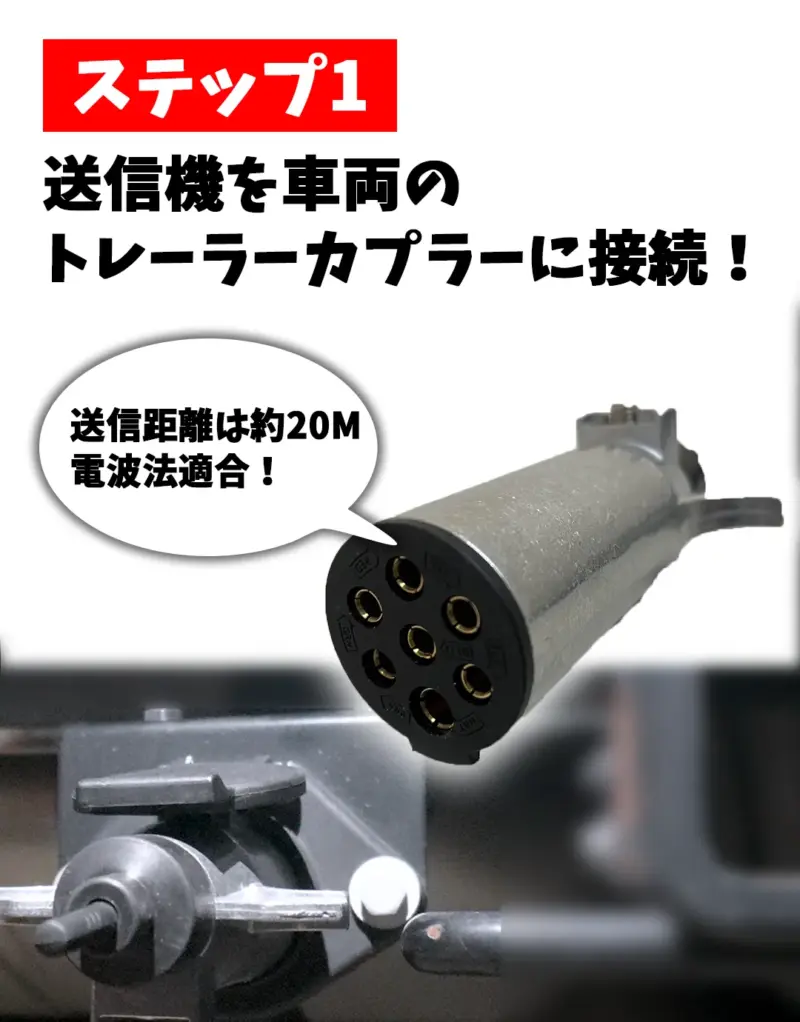 ワイヤレスLEDテールライト 12/24V US7ピン対応