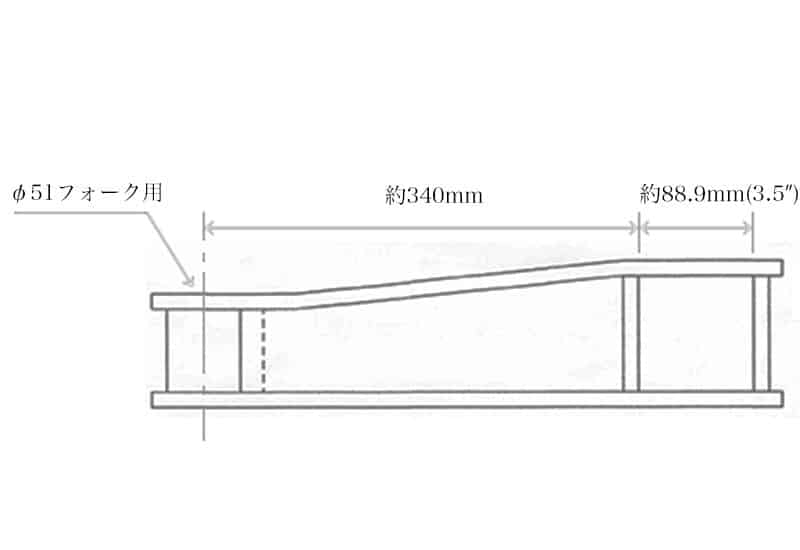 3.5”(89mm)Tバー用フォークエクステンダー 2インチフォーク(50.8㎜)用(左右ペア)