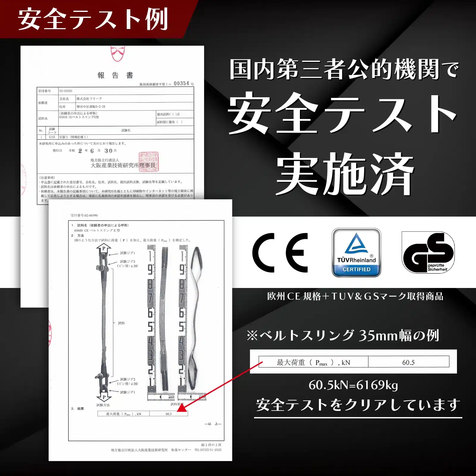 CEベルトスリングE型 使用荷重1200kg 幅35mm